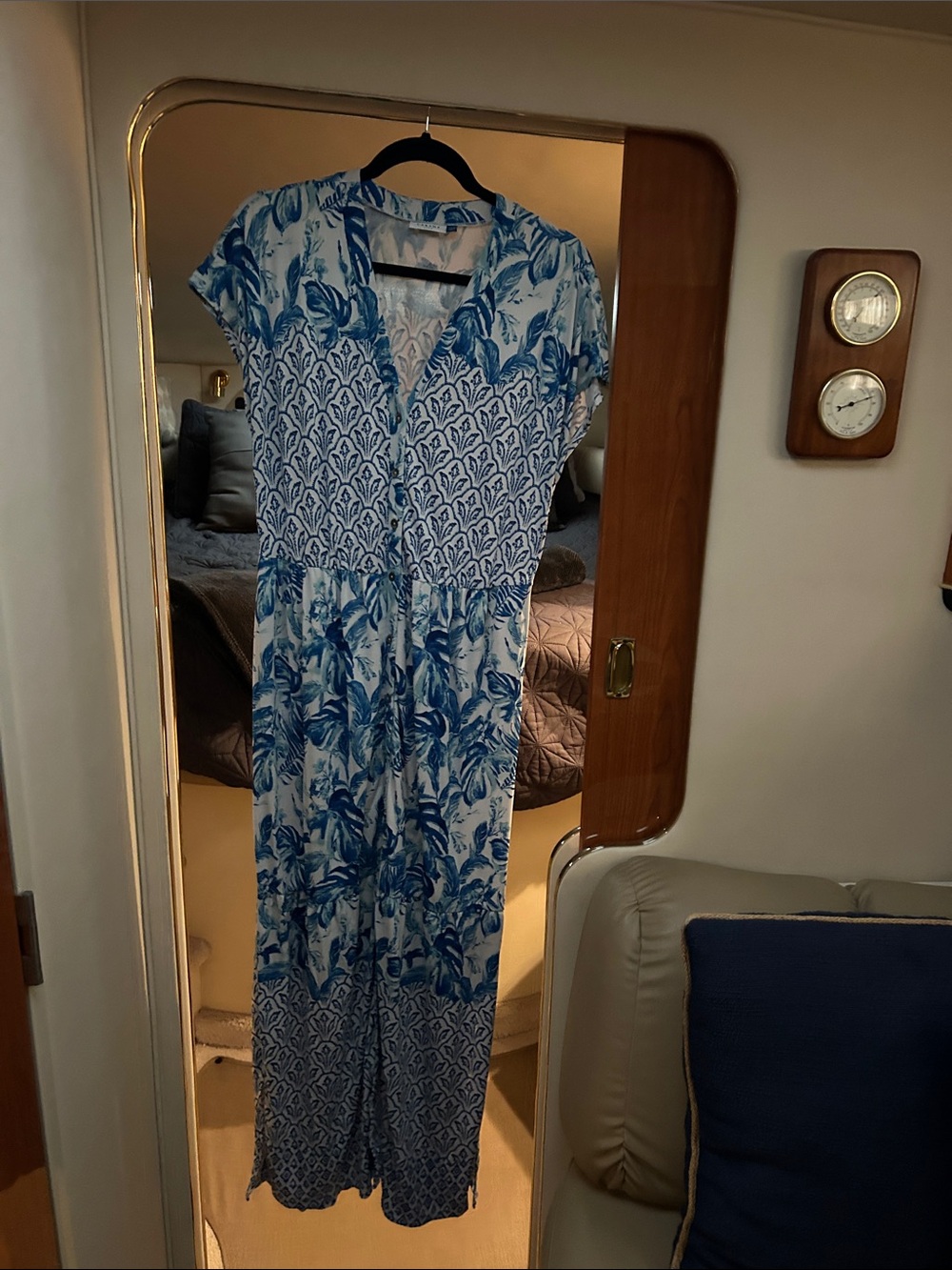 Cabana Life Blue and White Botanical Print Maxi